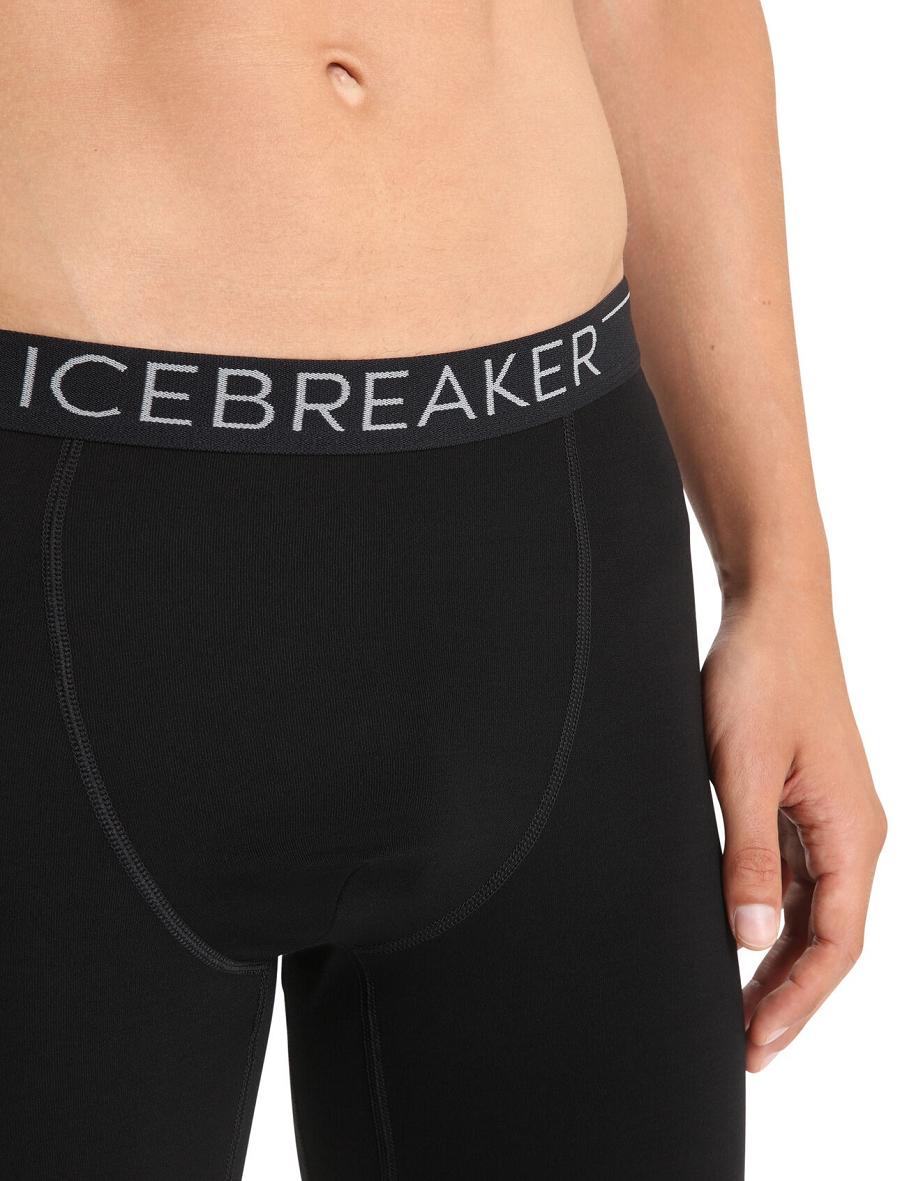 Men's Icebreaker 15.5 Merino Thermal Leggings Base Layers Black | CA 1593OKIR